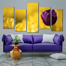 Load image into Gallery viewer, multi panel portrait of Purple Tulip with water droplets wall decor In Your Living Room
