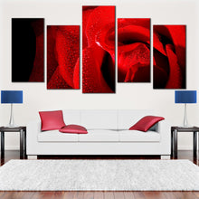 Load image into Gallery viewer, multi panel portrait of red rose with water droplets wall decor In Living Room
