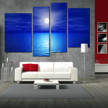Load image into Gallery viewer, multi panel wall art beach moon at night
