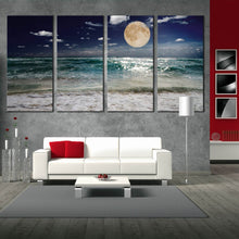 Load image into Gallery viewer, multi panel wall art beach moon at night For Your Living room
