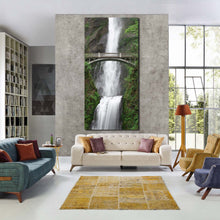 Load image into Gallery viewer, multnomah  waterfall  canvas  wall  art  white  waterfall  in  oregon  vertical  canvas  print  green  trees  forest  scenery  waterfall  wide  canvas For Living Room
