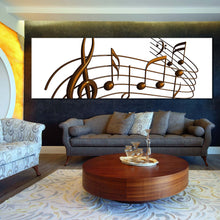 Load image into Gallery viewer, music  harmony  canvas  print  brown  3d  musical  notes  1  piece  canvas  wall  art  white  modern  abstract  music  notes  canvas  artwork In Living Room
