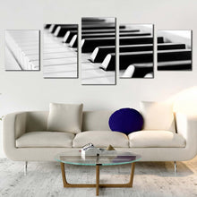 Load image into Gallery viewer, music instrument canvas print abstract piano multi canvas artwork white black classical piano key 5 piece canvas wall art For Living Room
