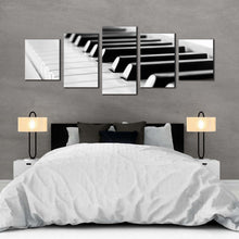 Load image into Gallery viewer, music instrument canvas print abstract piano multi canvas artwork white black classical piano key 5 piece canvas wall art For Bedroom
