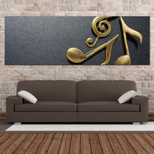 Load image into Gallery viewer, music  note  canvas  wall  art  grey  abstract  music  1  piece  canvas  print  gold  musical  notes  wide  canvas In Living Room
