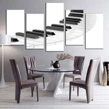 Load image into Gallery viewer, music piano canvas wall art piano digital art print white black piano keyboard spiral 5 piece canvas set For Dining Room
