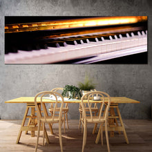 Load image into Gallery viewer, music piano canvas wall art white piano keyboard 1 piece canvas print orange piano close up canvas artwork In Dinning Room
