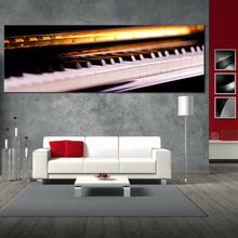 Load image into Gallery viewer, music piano canvas wall art white piano keyboard 1 piece canvas print orange piano close up canvas artwork For Living Room
