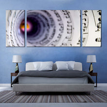 Load image into Gallery viewer, music sheet canvas wall art black musical notes 3 piece multiple canvas white music notes tunnel triptych canvas print For Bedroom
