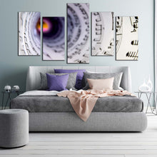 Load image into Gallery viewer, music swirl canvas wall art black modern music notes 5 piece canvas print white music sheet multiple canvas For Your Bedroom
