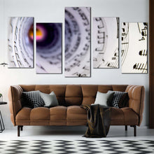 Load image into Gallery viewer, music swirl canvas wall art black modern music notes 5 piece canvas print white music sheet multiple canvas For Living Room
