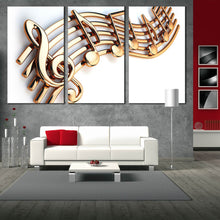 Load image into Gallery viewer, music notes isolated on white background 3 panel canvas print For Living Room
