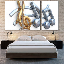 Load image into Gallery viewer, music notes isolated on white background 3 panel canvas print For Bedroom
