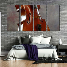 Load image into Gallery viewer, musical instrument canvas wall art isolated cello music 4 piece canvas set brown white cello digital canvas print For Bedroom
