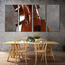 Load image into Gallery viewer, musical instrument canvas wall art isolated cello music 4 piece canvas set brown white cello digital canvas print For Dining Room
