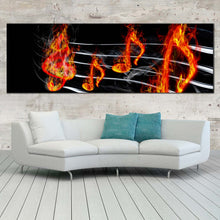 Load image into Gallery viewer, musical notes canvas wall art black abstract music 1 piece canvas artwork red burning music canvas print For Living Room
