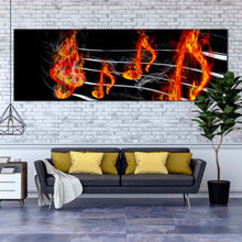 Load image into Gallery viewer, musical notes canvas wall art black abstract music 1 piece canvas artwork red burning music canvas print In Living Room
