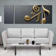 Load image into Gallery viewer, musical notes canvas wall art gold elegant music notes 3 piece canvas set grey abstract harmony canvas print For Living Room
