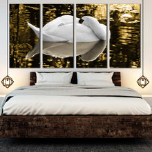Load image into Gallery viewer, mute white swan resting white reflection wall art For Bedroom
