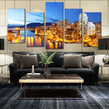 Load image into Gallery viewer, netherlands Vancouver canal city lights reflection at Dusk canvas artwork In Living Room

