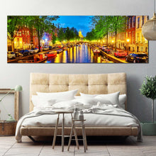 Load image into Gallery viewer, netherlands  amsterdam  river  city  lights  reflection  canal  at  Dusk  canvas  artwork For Bedroom
