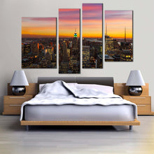 Load image into Gallery viewer, new york canvas wall art beautiful grey midtown manhattan skyline canvas print yellow sky nyc cityscape 4 piece multiple canvas
