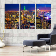 Load image into Gallery viewer, new york canvas wall art blue sky cityscape 3 piece multi canvas yellow manhattan skyline canvas print For Living Room
