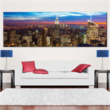 Load image into Gallery viewer, new york canvas wall art blue sky midtown manhattan cityscape 1 piece canvas brown nyc at evening canvas print For Living Room
