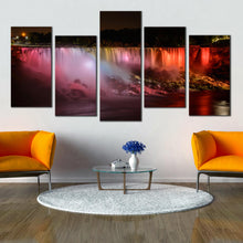 Load image into Gallery viewer, niagara falls at night colorful multi panel canvas print For Living room
