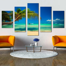 Load image into Gallery viewer, ocean beach canvas print dominican republic blue ocean sky 5 piece canvas wall art punta cana sea green ocean multi canvas artwork In Living Room
