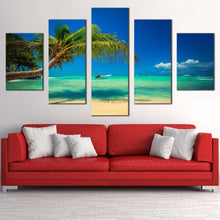 Load image into Gallery viewer, ocean beach canvas print dominican republic blue ocean sky 5 piece canvas wall art punta cana sea green ocean multi canvas artwork For Living room
