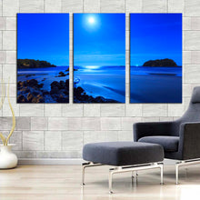 Load image into Gallery viewer, ocean beach canvas print green brown ocean mountain 3 piece canvas set blue sky ocean rocks canvas print For Living Room
