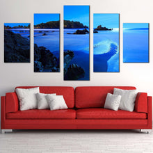 Load image into Gallery viewer, ocean beach canvas print green ocean mountain canvas print beautiful blue sky ocean 5 piece canvas print In Living Room
