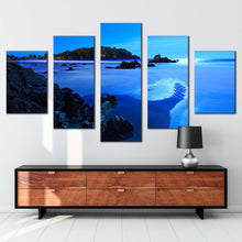 Load image into Gallery viewer, ocean beach canvas print green ocean mountain canvas print beautiful blue sky ocean 5 piece canvas print
