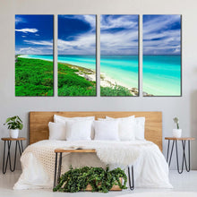 Load image into Gallery viewer, ocean beach canvas wall art cuba blue cloudy ocean 4 piece multiple canvas green santa maria island canvas print For Your Bedroom
