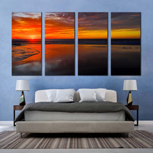 Load image into Gallery viewer, ocean beach canvas wall art middle east orange ocean sky 4 piece canvas print morocco brown legzira beach multi canvas For Your Bedroom
