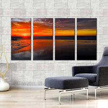 Load image into Gallery viewer, ocean beach canvas wall art middle east orange ocean sky 4 piece canvas print morocco brown legzira beach multi canvas In Living Room
