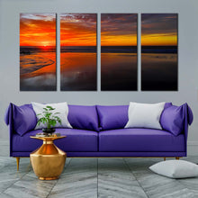 Load image into Gallery viewer, ocean beach canvas wall art middle east orange ocean sky 4 piece canvas print morocco brown legzira beach multi canvas For Living Room
