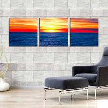 Load image into Gallery viewer, ocean  clouds  canvas  wall  art  orange  yellow  sunset  ocean  canvas  print  dramatic  blue  sea  waves  3  piece  canvas  set For Living Room
