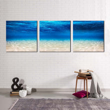 Load image into Gallery viewer, ocean  deep  canvas  wall  art  underwater  blue  ocean  3  piece  multiple  canvas  white  ocean  canvas  print
