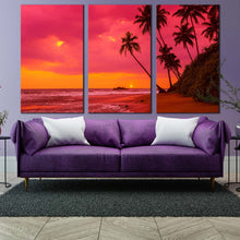 Load image into Gallery viewer, ocean landscape canvas wall art tropical orange sunset ocean 3 piece canvas set red ocean beach canvas print For Living Room
