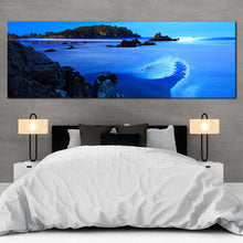 Load image into Gallery viewer, ocean  mountain  canvas  print  green  trees  ocean  rocks  wide  canvas  blue  sky  ocean  panoramic  canvas  wall  art For Bedroom
