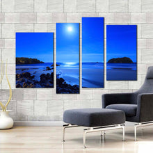 Load image into Gallery viewer, ocean mountain canvas wall art brown ocean rocks 4 piece multiple canvas blue sky ocean canvas print for your living room 
