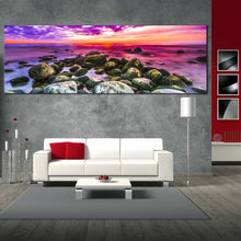 Load image into Gallery viewer, ocean  rocks  canvas  print  colorful  ocean  panoramic  canvas  wall  art  cloudy  sky  ocean  canvas  artwork For Living Room
