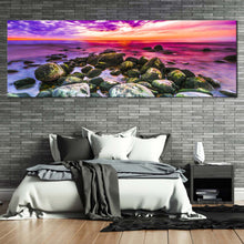 Load image into Gallery viewer, ocean  rocks  canvas  print  colorful  ocean  panoramic  canvas  wall  art  cloudy  sky  ocean  canvas  artwork For Bedroom
