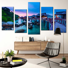 Load image into Gallery viewer, ocean scenery canvas wall art colorful pangkor island 5 piece canvas beautiful malaysia ocean canvas set In Living room
