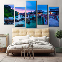 Load image into Gallery viewer, ocean scenery canvas wall art colorful pangkor island 5 piece canvas beautiful malaysia ocean canvas set For Your Bedroom
