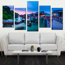 Load image into Gallery viewer, ocean scenery canvas wall art colorful pangkor island 5 piece canvas beautiful malaysia ocean canvas set For Living room
