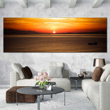 Load image into Gallery viewer, ocean  sky  canvas  print  izmir  orange  yellow  ocean  sunset  1  piece  canvas  wall  art  turkey  brown  ocean  sea  canvas  artwork In Living Room
