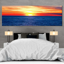 Load image into Gallery viewer, ocean  sky  canvas  print  yellow  red  sunset  ocean  panoramic  canvas  wall  art  dramatic  blue  seascape  waves  canvas  artwork For Bedroom
